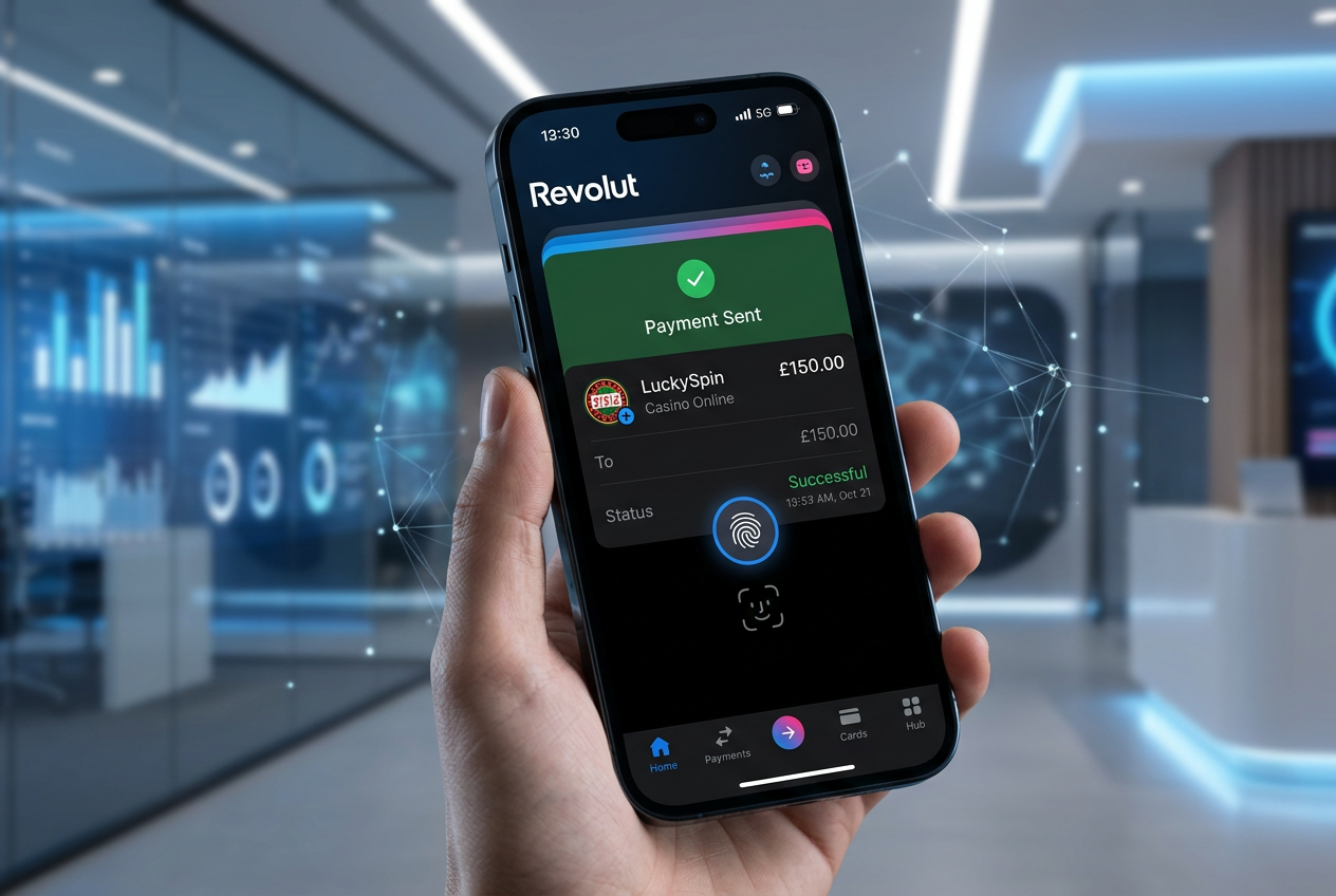 Interfejs płatności Revolut w nowoczesnej aplikacji mobilnej
