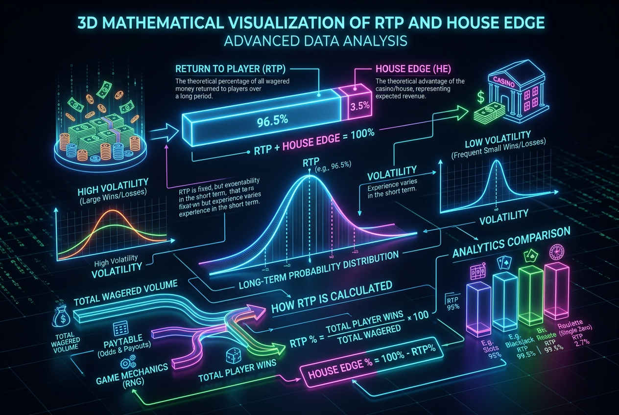 Wykres matematycznego modelu RTP i przewagi kasyna